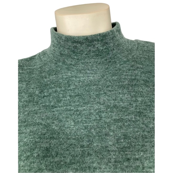 ZARA Olive Green Mock Neck Super Soft Knit 3/4 Sleeve Sheath Mini Sweater Dress - Picture 12 of 14